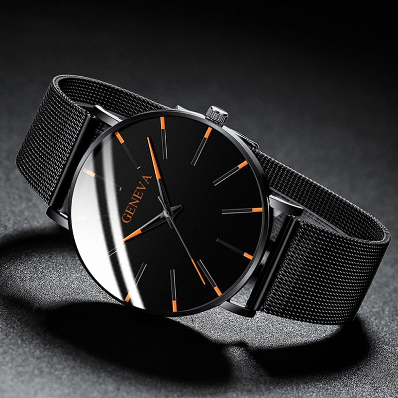 ultra-thin watch  stainless steel mesh quartz watch