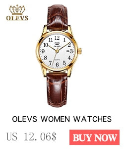 Fashion casual Luxury Dress Genuine Brown Leather Waterproof Wristwatch for Lady