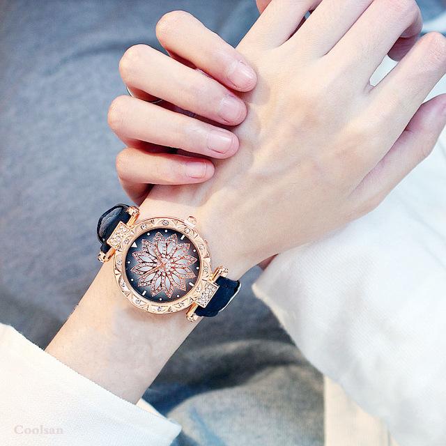 Luxury Women Watches Bracelet set Starry Sky Ladies Bracelet Watch Casual Leather Quartz watch Wristwatch Clock
