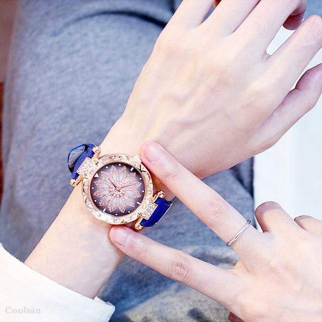 Luxury Women Watches Bracelet set Starry Sky Ladies Bracelet Watch Casual Leather Quartz watch Wristwatch Clock