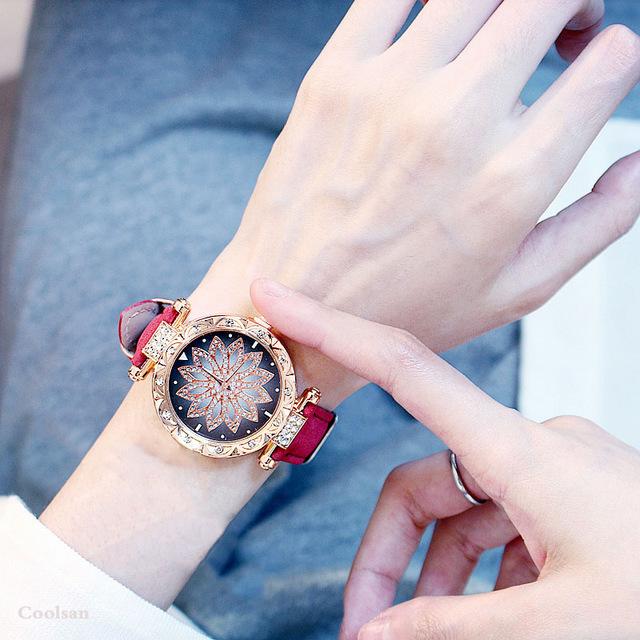 Luxury Women Watches Bracelet set Starry Sky Ladies Bracelet Watch Casual Leather Quartz watch Wristwatch Clock