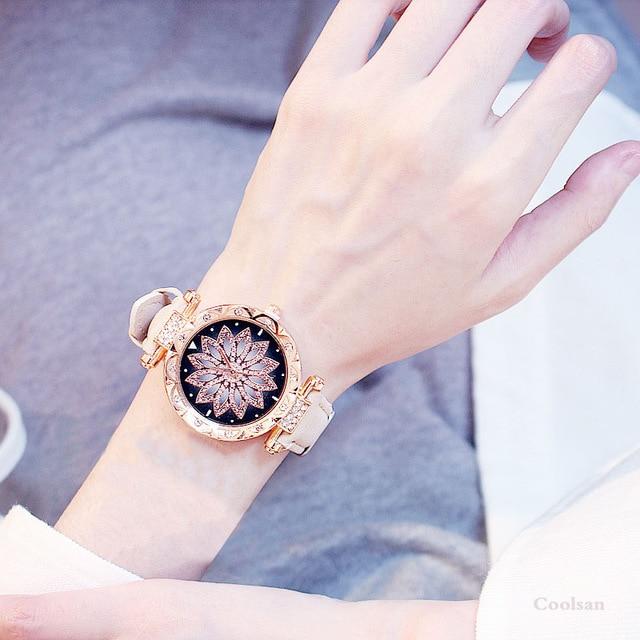 Luxury Women Watches Bracelet set Starry Sky Ladies Bracelet Watch Casual Leather Quartz watch Wristwatch Clock