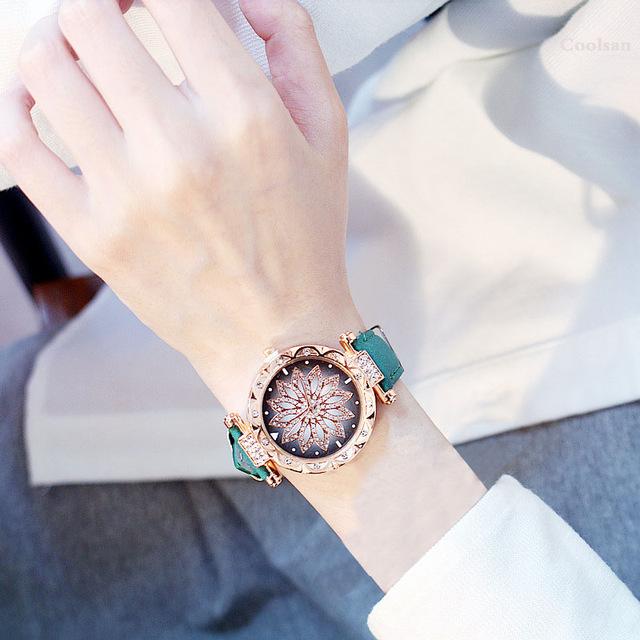 Luxury Women Watches Bracelet set Starry Sky Ladies Bracelet Watch Casual Leather Quartz watch Wristwatch Clock