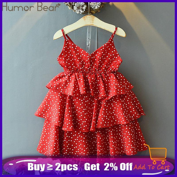Humor Bear Girl Dresses Chiffon Dots Fashion Clothing Princess Sling Dress