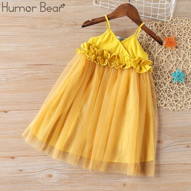Humor Bear Girl Dresses Chiffon Dots Fashion Clothing Princess Sling Dress