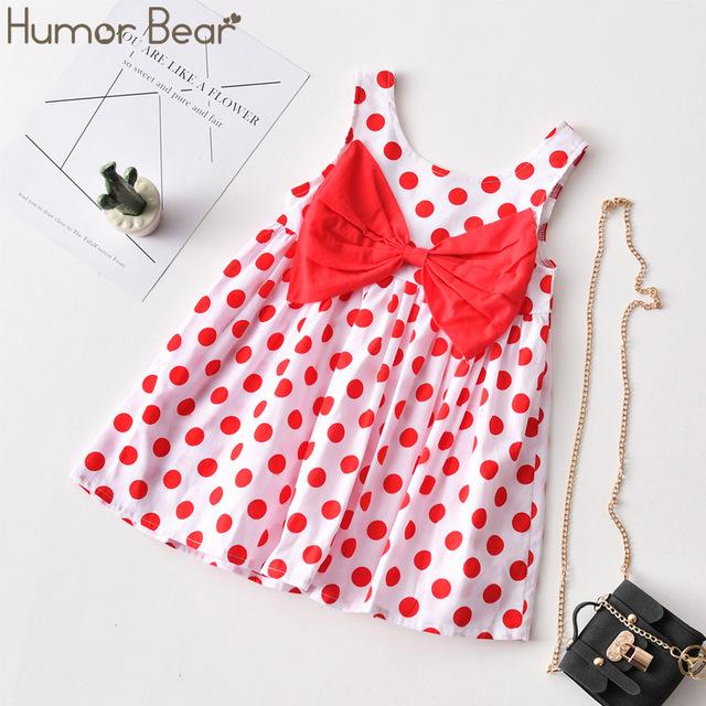 Humor Bear Girl Dresses Chiffon Dots Fashion Clothing Princess Sling Dress