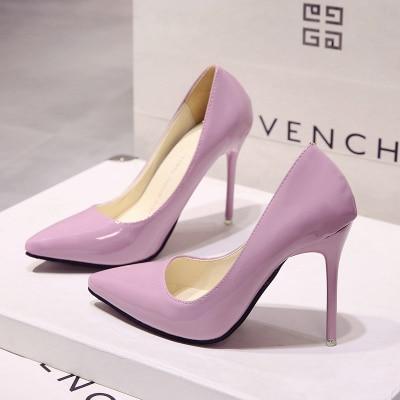 Hot Women's Shoes Pointed Toe Shoes Patent Leather Dress High Heels Wedding Shoes Woman Red Wine Red