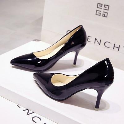 Hot Women's Shoes Pointed Toe Shoes Patent Leather Dress High Heels Wedding Shoes Woman Red Wine Red