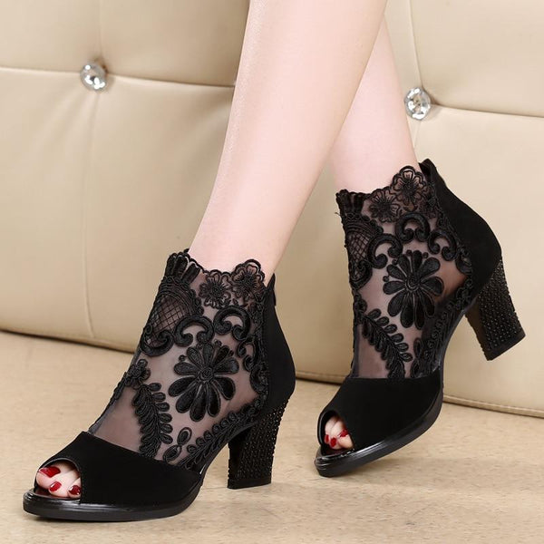 Summer sandals mesh open toe sexy heels women shoes in Europe and America 2020