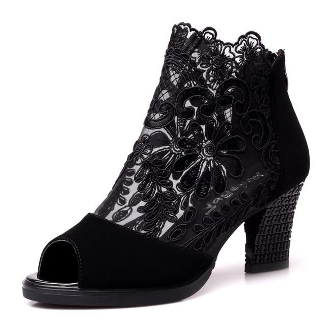 Summer sandals mesh open toe sexy heels women shoes in Europe and America 2020