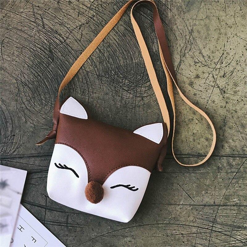 Cute Fox Shoulder Bag  Leather Small Packet Kindergarten Girls Boys Cross-body Bag