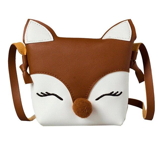 Cute Fox Shoulder Bag  Leather Small Packet Kindergarten Girls Boys Cross-body Bag