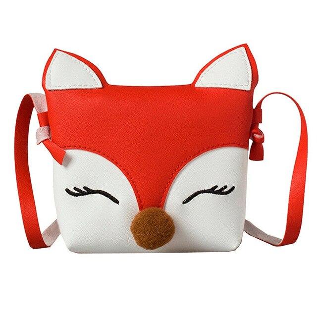 Cute Fox Shoulder Bag  Leather Small Packet Kindergarten Girls Boys Cross-body Bag