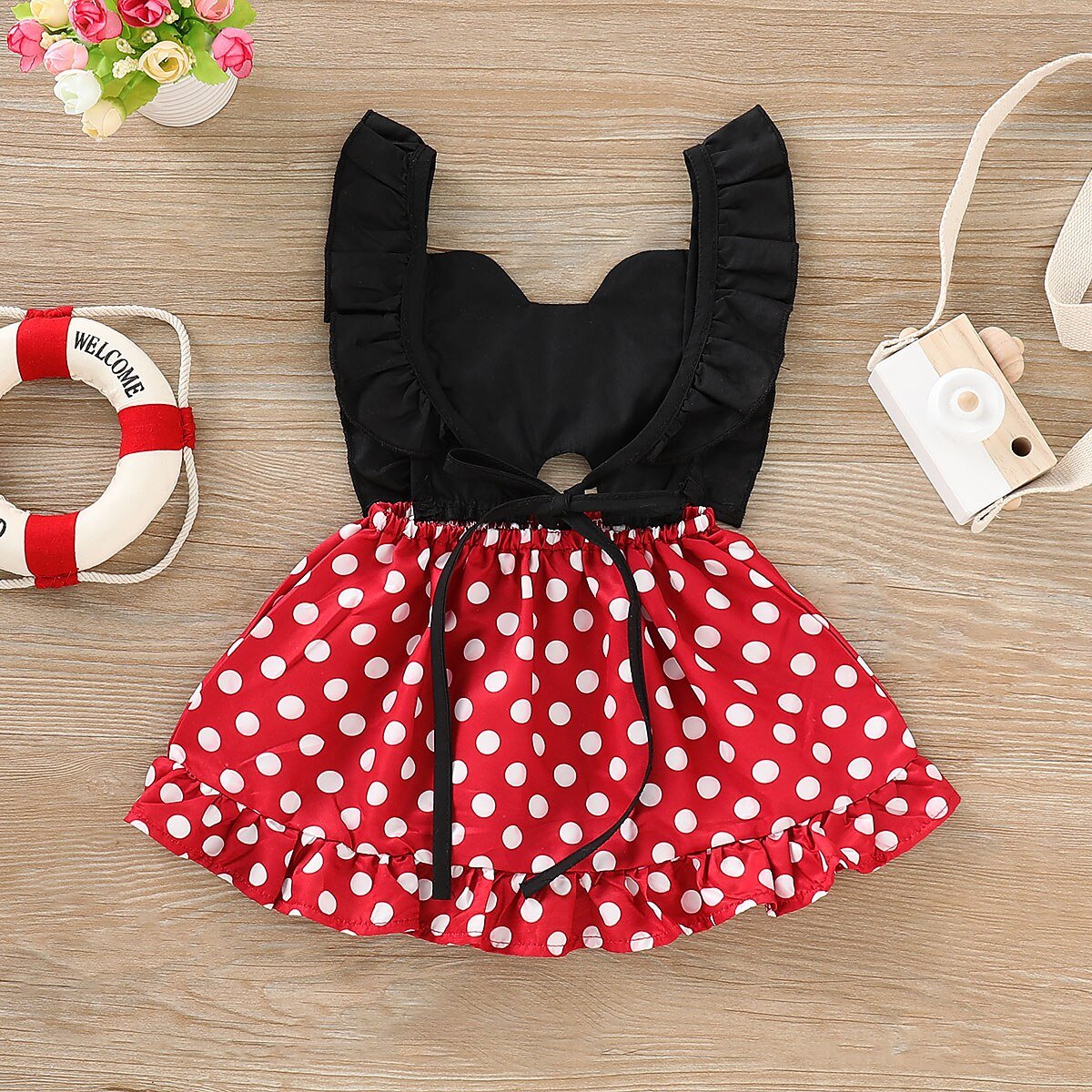 Toddler Baby Girls Kids Party Polka Dot Ruffle Skater Dress Sundress