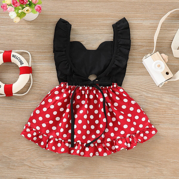 Toddler Baby Girls Kids Party Polka Dot Ruffle Skater Dress Sundress