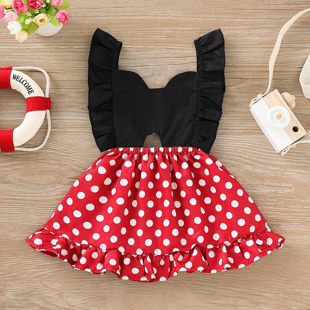 Toddler Baby Girls Kids Party Polka Dot Ruffle Skater Dress Sundress