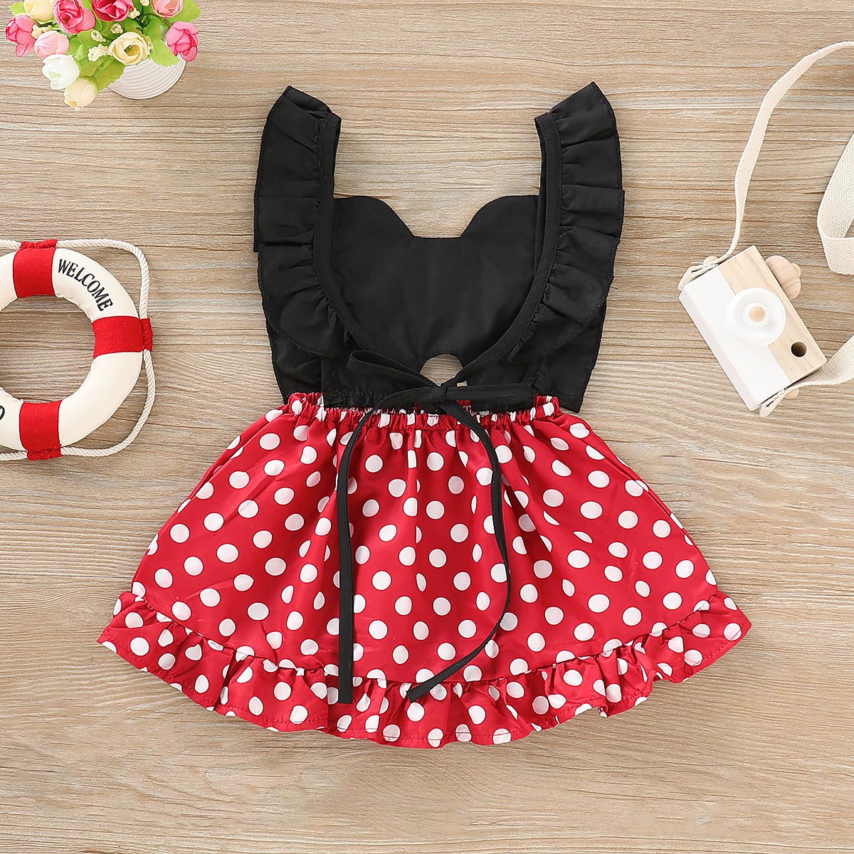 Toddler Baby Girls Kids Party Polka Dot Ruffle Skater Dress Sundress