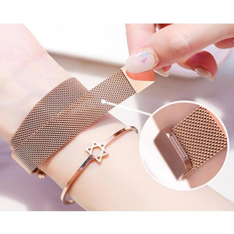 Luxury Starry Sky Stainless Steel Mesh Bracelet Crystal Analog Quartz Wristwatches Ladies Sports