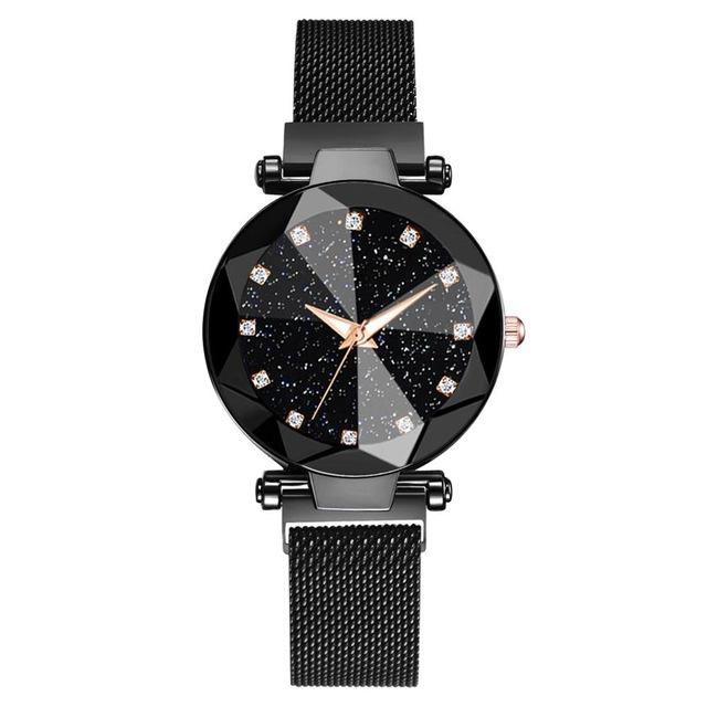 Luxury Starry Sky Stainless Steel Mesh Bracelet Crystal Analog Quartz Wristwatches Ladies Sports