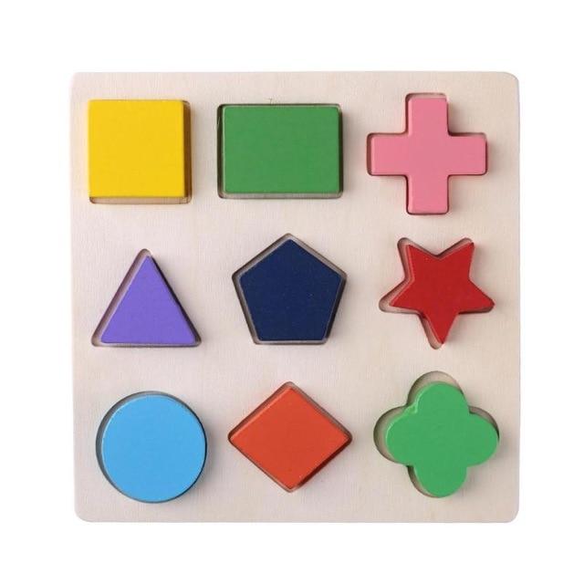 Wooden Geometric Shapes Montessori Puzzle Sorting Math Bricks Preschool Learning Educational Game Baby Toddler Toys