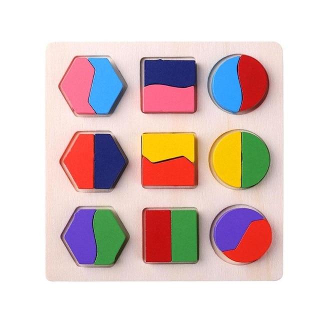 Wooden Geometric Shapes Montessori Puzzle Sorting Math Bricks Preschool Learning Educational Game Baby Toddler Toys