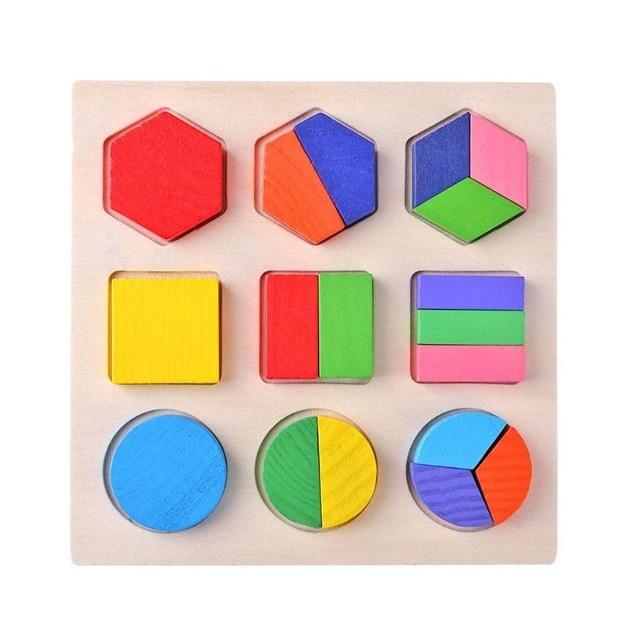 Wooden Geometric Shapes Montessori Puzzle Sorting Math Bricks Preschool Learning Educational Game Baby Toddler Toys