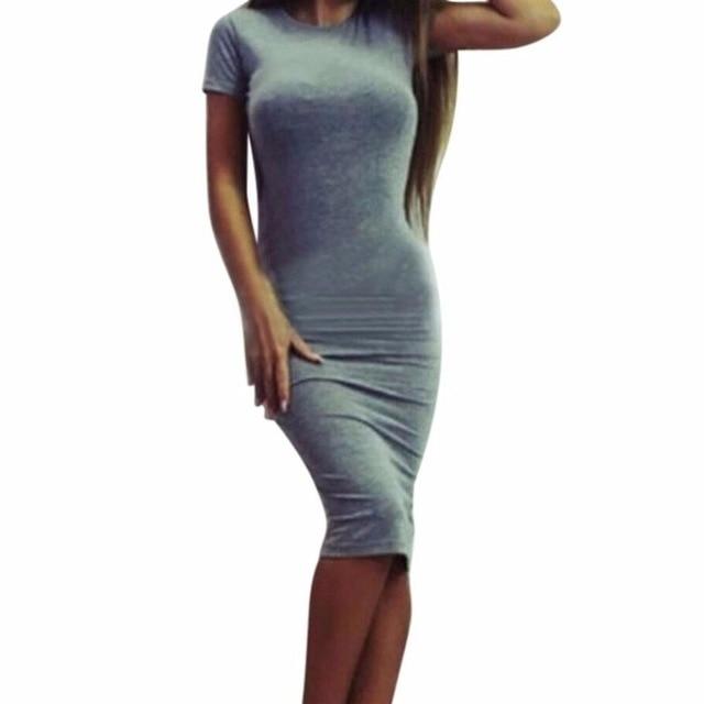 Hot Slim Bodycon Dress Women Solid Color Chic Party Dresses Casual Sleep Wear Inside Wear Vestidos Pencil Dress