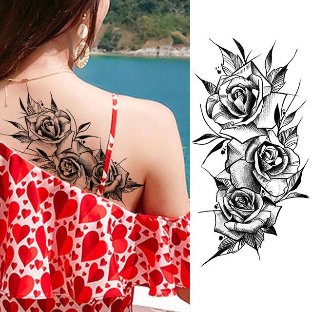 Purple Rose Jewelry Water Transfer Tattoo Stickers Women Body Chest Art Temporary Tattoo Girl Waist Bracelet Flash Tatoos Flower