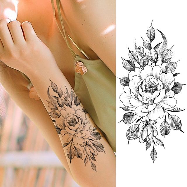 Purple Rose Jewelry Water Transfer Tattoo Stickers Women Body Chest Art Temporary Tattoo Girl Waist Bracelet Flash Tatoos Flower