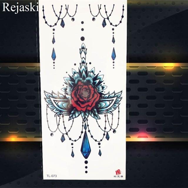 Purple Rose Jewelry Water Transfer Tattoo Stickers Women Body Chest Art Temporary Tattoo Girl Waist Bracelet Flash Tatoos Flower