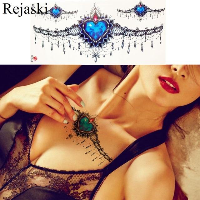Purple Rose Jewelry Water Transfer Tattoo Stickers Women Body Chest Art Temporary Tattoo Girl Waist Bracelet Flash Tatoos Flower
