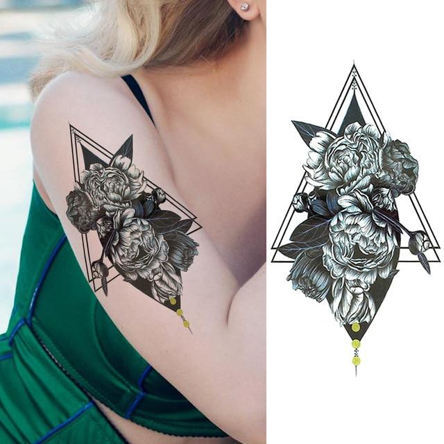 Purple Rose Jewelry Water Transfer Tattoo Stickers Women Body Chest Art Temporary Tattoo Girl Waist Bracelet Flash Tatoos Flower