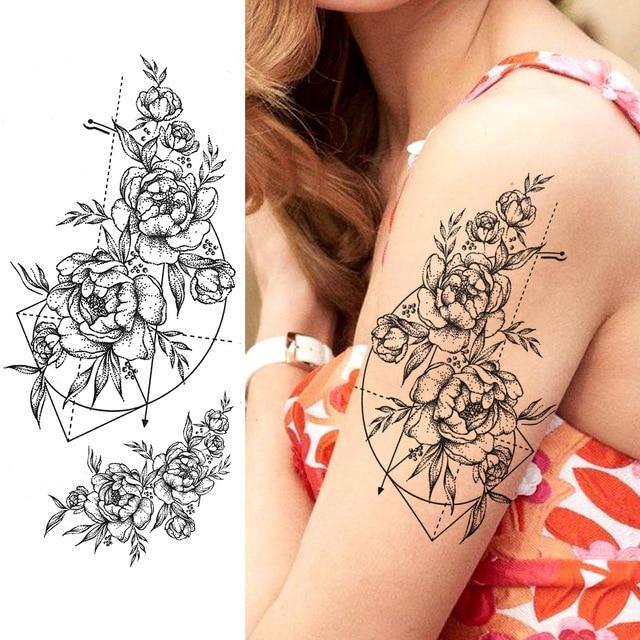 Purple Rose Jewelry Water Transfer Tattoo Stickers Women Body Chest Art Temporary Tattoo Girl Waist Bracelet Flash Tatoos Flower