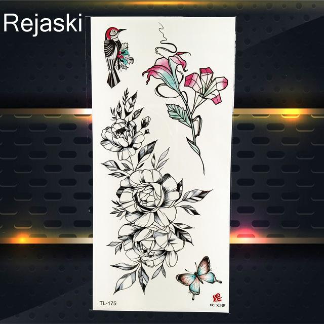 Purple Rose Jewelry Water Transfer Tattoo Stickers Women Body Chest Art Temporary Tattoo Girl Waist Bracelet Flash Tatoos Flower
