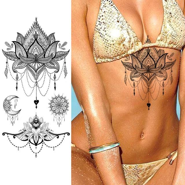 Purple Rose Jewelry Water Transfer Tattoo Stickers Women Body Chest Art Temporary Tattoo Girl Waist Bracelet Flash Tatoos Flower