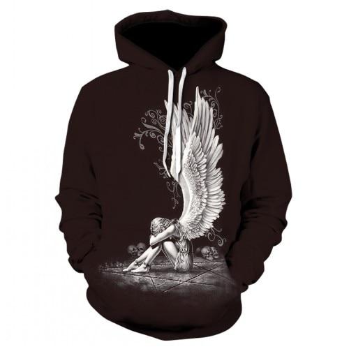 Thin, long-sleeved 3D pullover hoodie for fall  skull fake punk hip-hop rock two-piece heavy metal hoodie for men