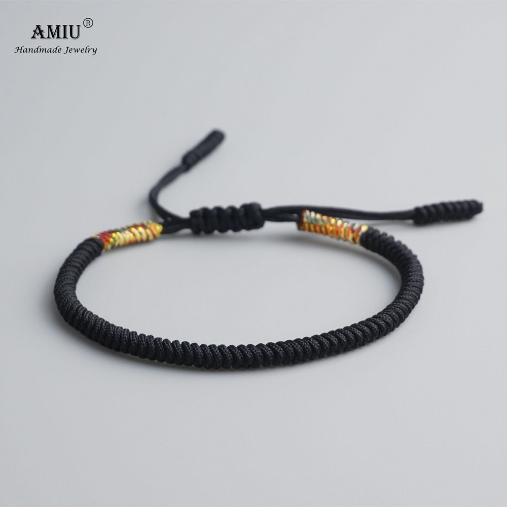 Handmade Buddhist Lucky Bracelets & Bangles Black Rope Knots Amulet Gift Tibetan Braided Bracelet